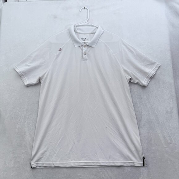 Rhone Delta Pique Polo Shirt Mens L White Golf Performance Athletic - Picture 1 of 10